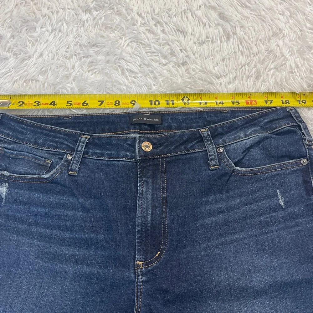 Silver Jeans Dark Blue Ankle Jeans SKINNY WOMENS 18- Length 27 DISTRESSED